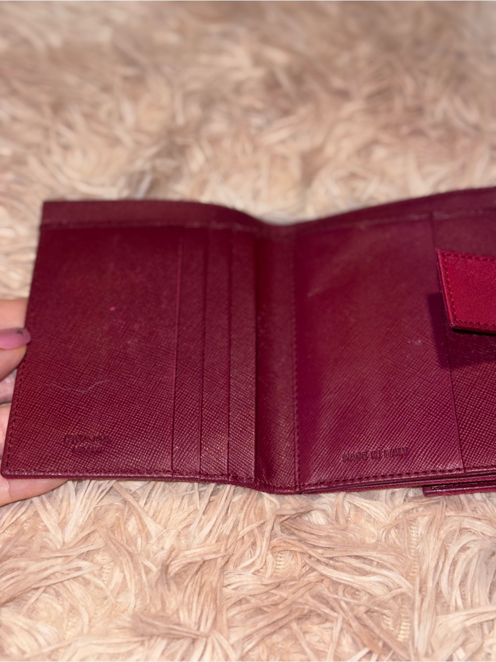 Vintage Prada Burgundy Tessuto Nylon Compact Wallet - Picture 6 of 11